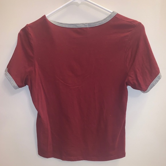 Heart & Hips short sleeve tee dark red grey trim - Picture 6 of 6
